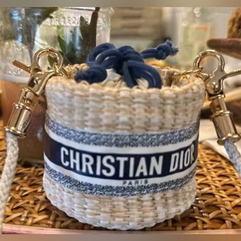 🔥LAST Day💙 Christian DIOR Authentic Straw Pouch Rattan MINI Rare